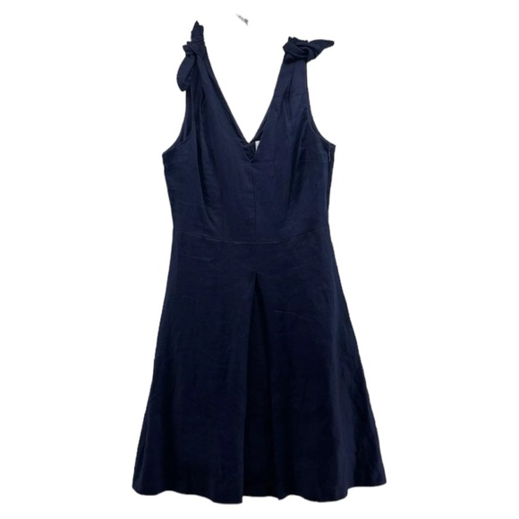 GAP Sleeveless Tie-Shoulder Dress 100% linen- Navy Blue Size 8 - Picture 2 of 5